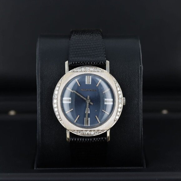 Accutron 33mm Blue Dial on Diamond Bezel and Black Leather Strap - Picture 1 of 1